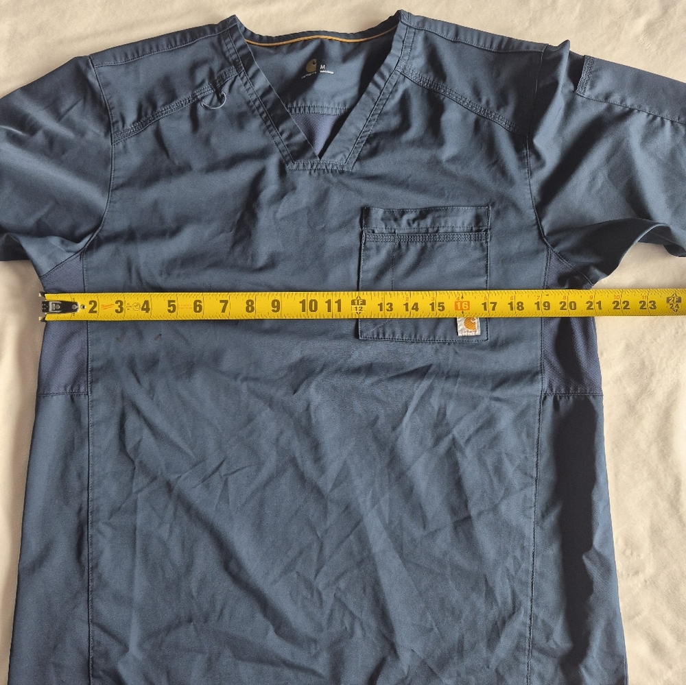 Carhartt Scrub Top Size Medium Unisex Navy Blue Back Ventilation Front Pocket - Picture 11 of 13